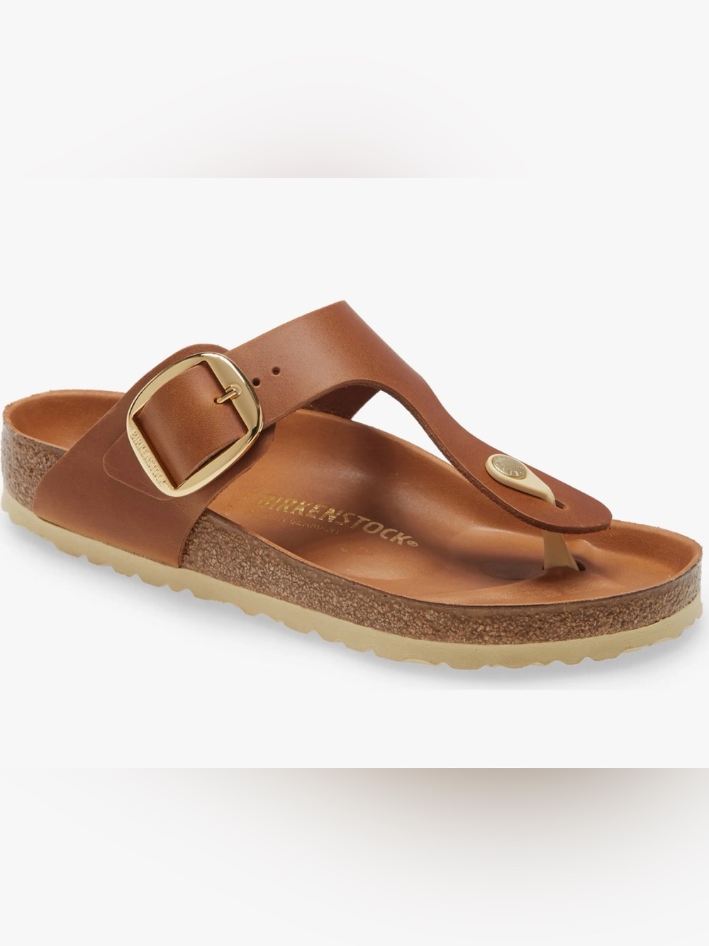Birkenstock Gizeh Big Buckle Sandal Color Cognac Leather Size 7